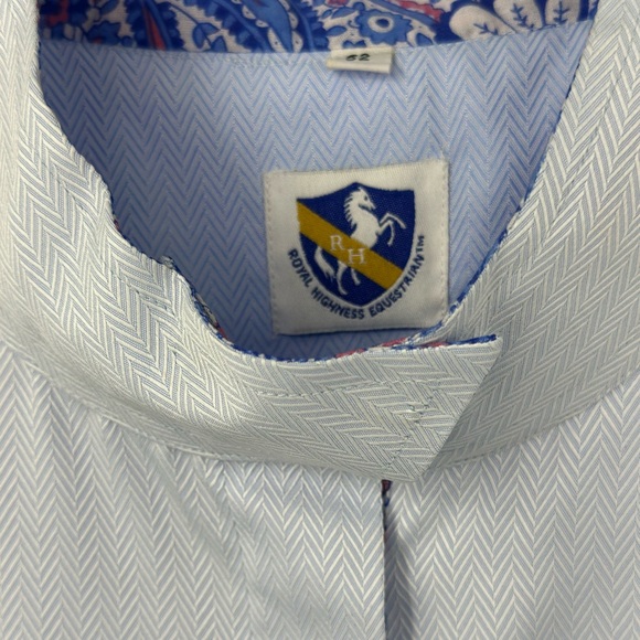 Royal Highness Equestrian Women 52 Blue Long Sleeve Flip Cuff Riding Shirt - Picture 6 of 10